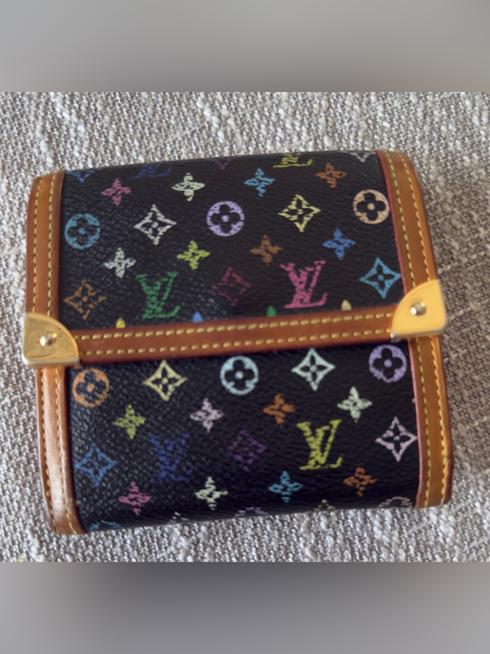 Louis Vuitton Black Multicolor Monogram Compact Wallet